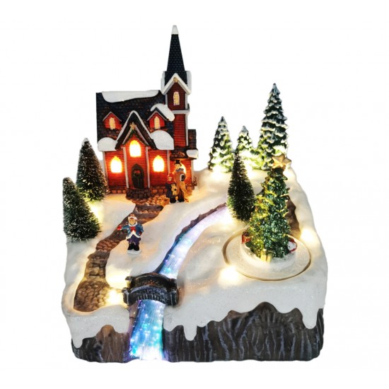 TAROS  IŞIKLI MÜZİKLİ KÖPRÜLÜ YILBAŞI  EVİ 20*16*21 CM