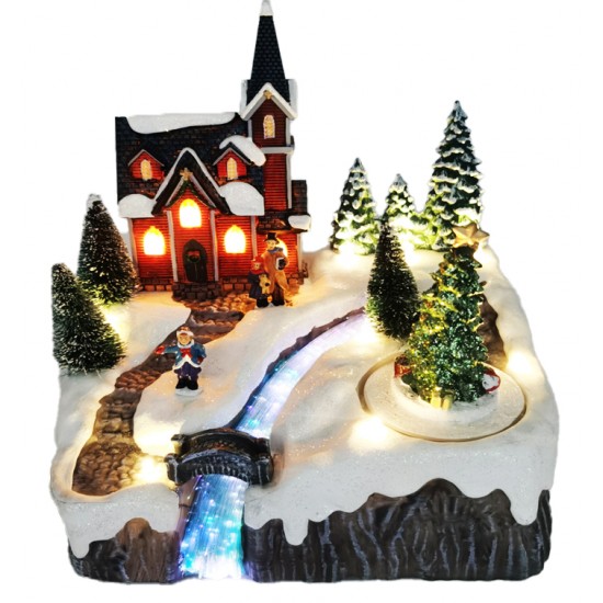 TAROS  IŞIKLI MÜZİKLİ KÖPRÜLÜ YILBAŞI  EVİ 20*16*21 CM