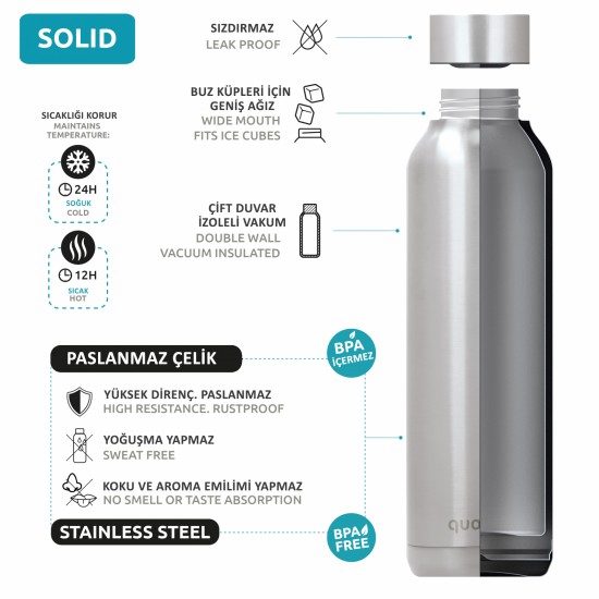 QUOKKA STAINLESS STEEL BOTTLE SOLID TEAL VIBE 630 ML