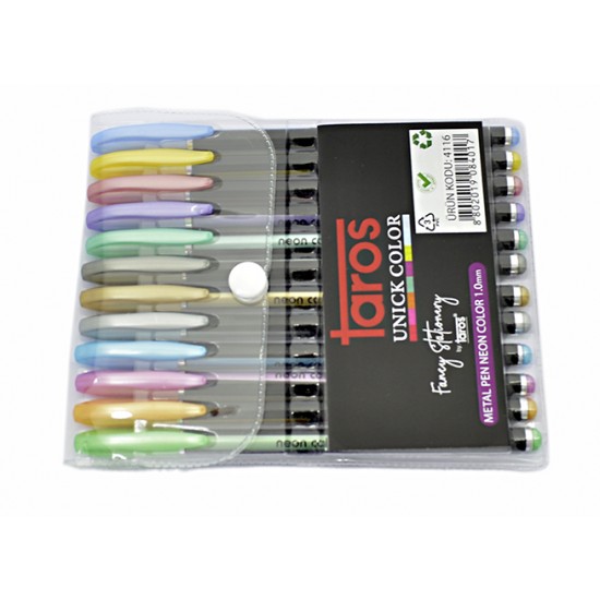 TAROS UNICK COLOR METALİZE  JEL KALEM 12'Lİ SET 28 Lİ