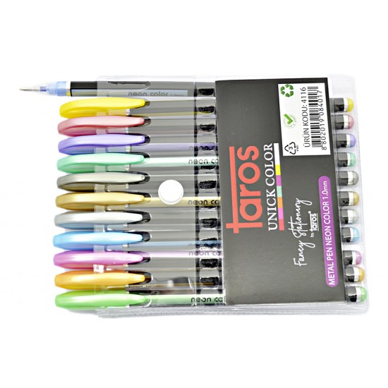 TAROS UNICK COLOR METALİZE  JEL KALEM 12'Lİ SET 28 Lİ